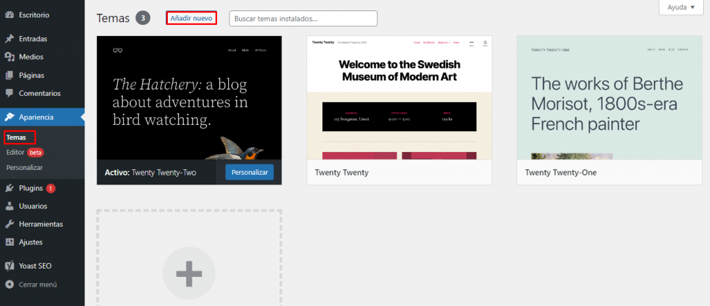 Añadir un tema en WordPress