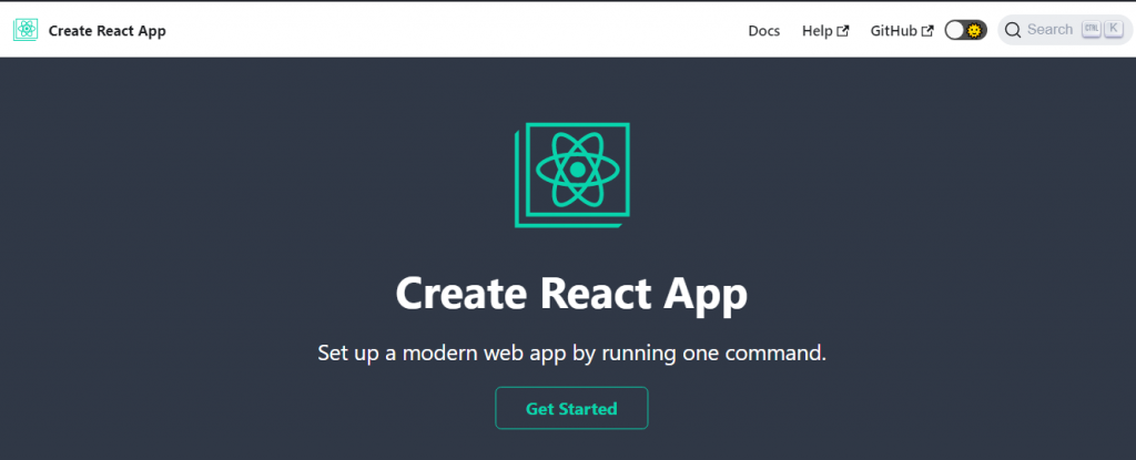 Página de inicio de Create React App