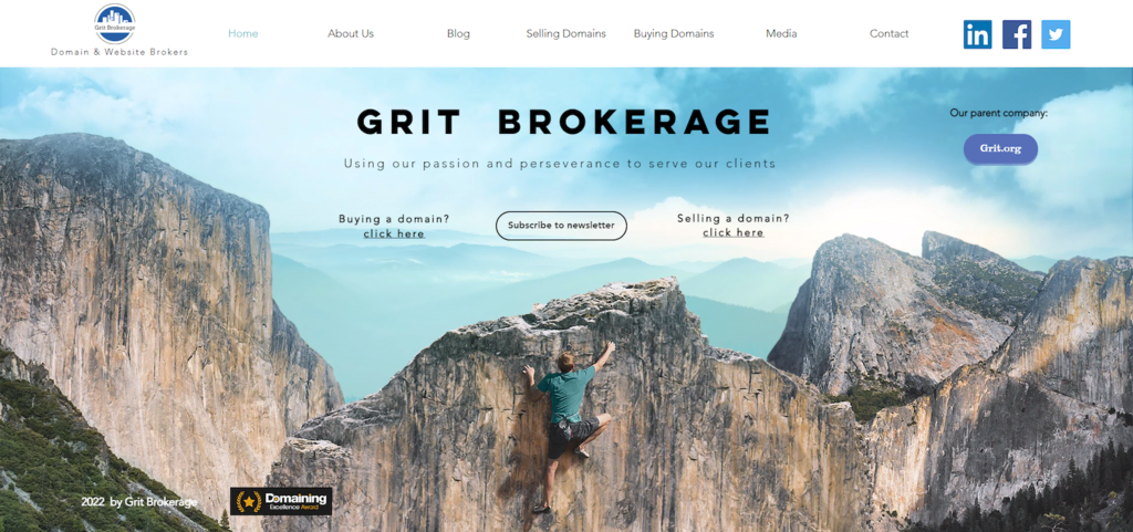 Página web principal Grit Brokerage