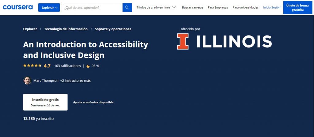 Curso de accesibilidad web en Coursera
