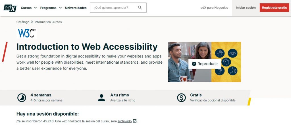 Curso de accesibilidad web en W3C