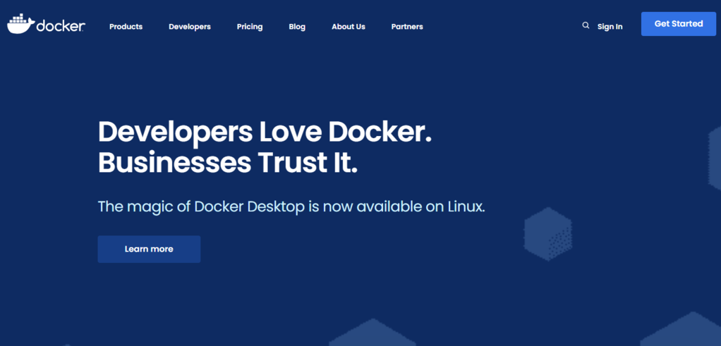 Página de inicio de Docker
