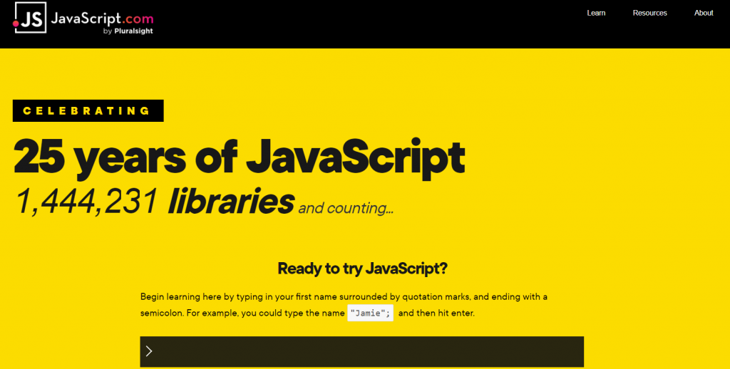 Página web de inicio de JavaScript