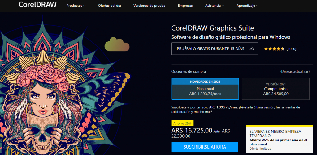 Página de inicio de CorelDRAW Graphics Suite