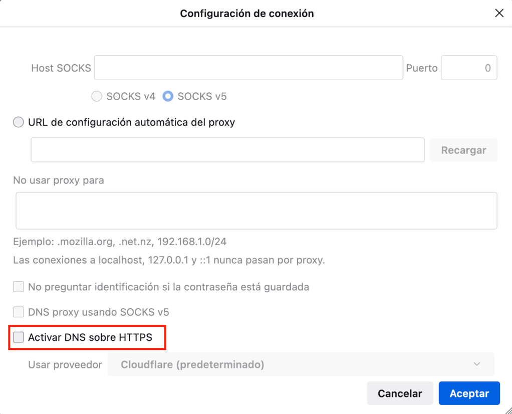 Configuración de DNS sobre HTTPS en Firefox