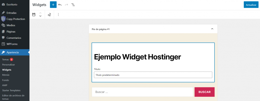 Establecer nombre del título de un widget personalizado WordPress