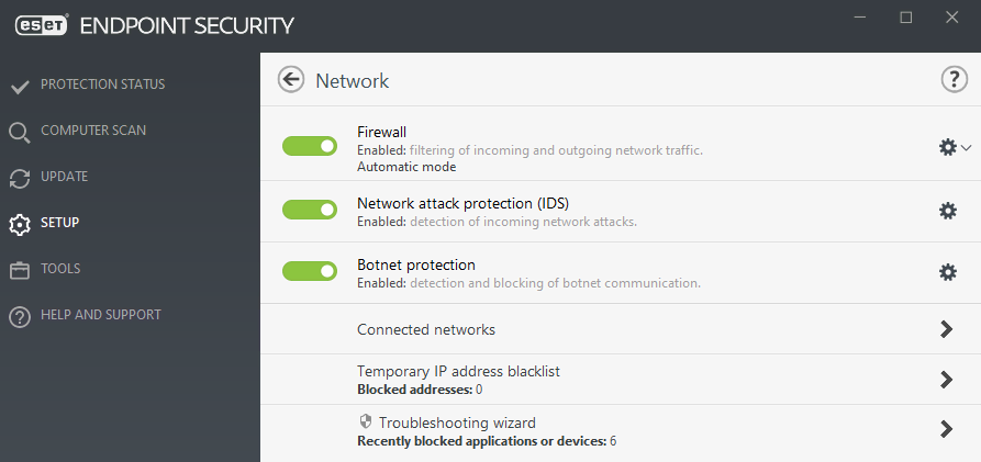 Interfaz de Endpoint Security