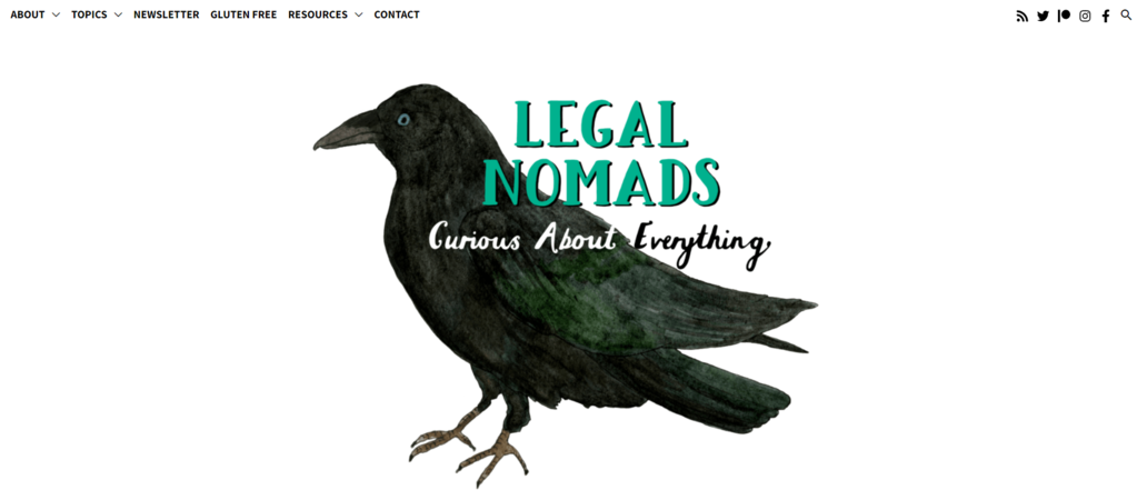 Página de inicio del blog de viajes Legal Nomads