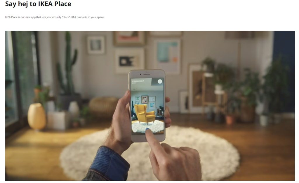 Ejemplo de realidad aumentada de IKEA en su app Ikea Place