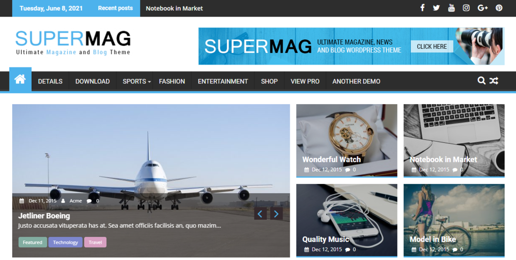 Plantilla de WordPress para sitios de noticias SuperMag