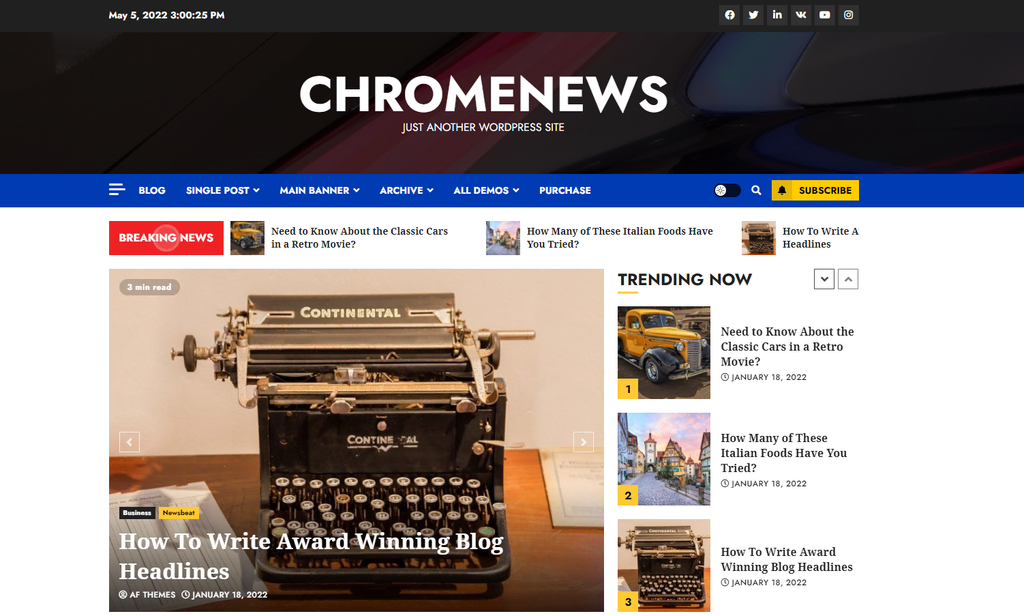 Plantilla de WordPress para sitios de noticias ChromeNews