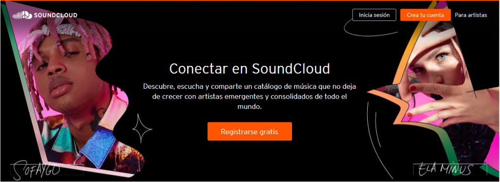 Página de inicio de SoundCloud