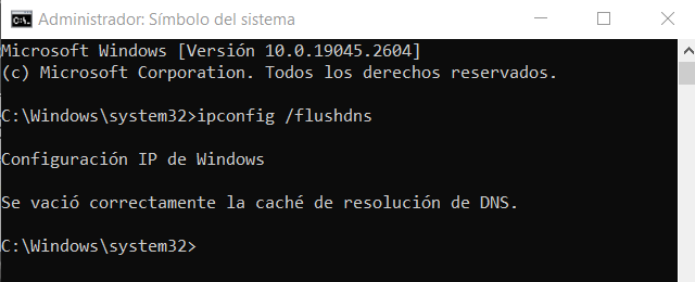 Flush dns en el símbolo del sistema de Windows