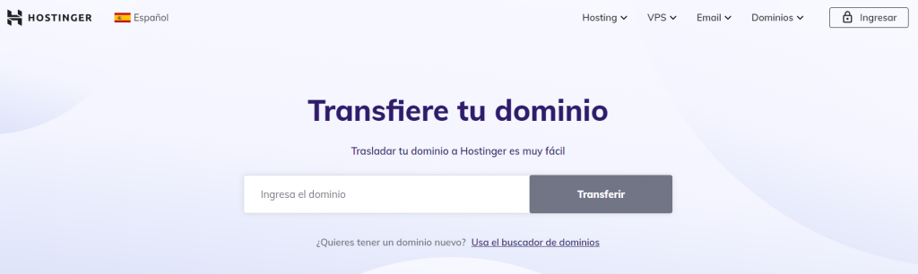 Página de transferencia de dominio de Hostinger