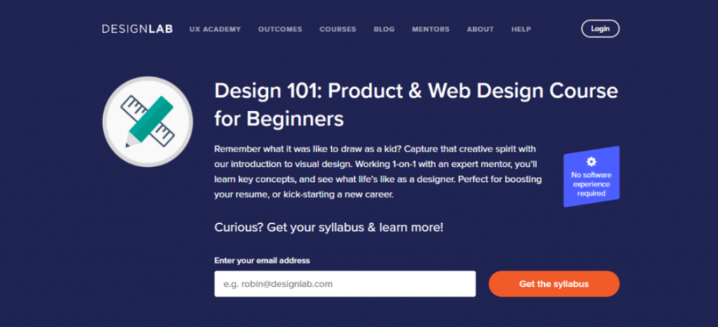 Página del curso de diseño de Designlab