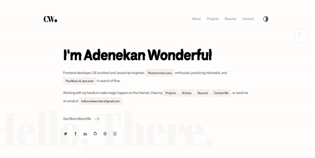 Página de inicio del portafolio de Adenekan Wonderful