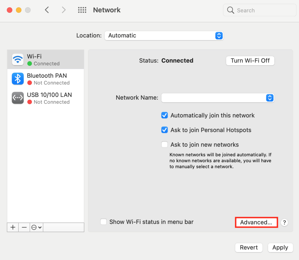 Configuración de red en macOS