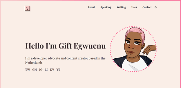 Página de inicio del portafolio de Gift Egwuenu