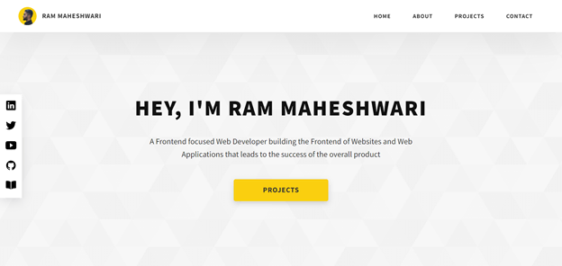 Página de inicio del portafolio de Ram Maheshwari