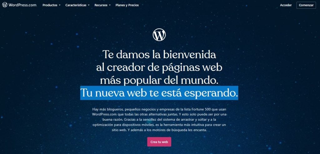 Página web de WordPress.com