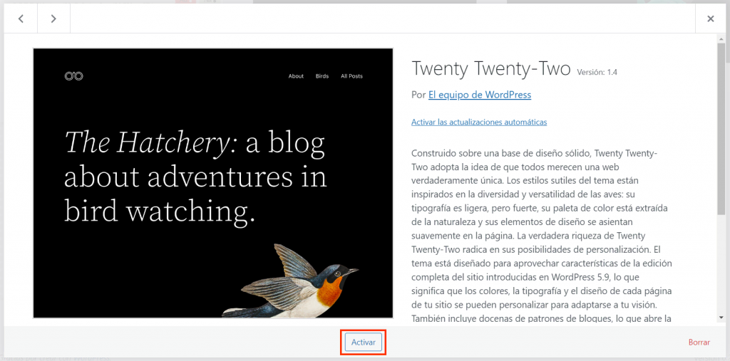 Tema Twenty Twenty-Two de WordPress