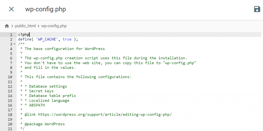Interfaz para editar un archivo PHP