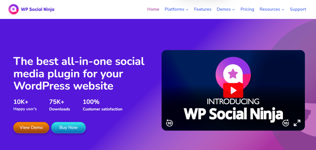 Página web de WP Social Ninja