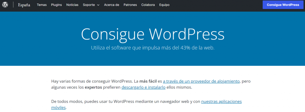 Descargar WordPress del sitio oficial