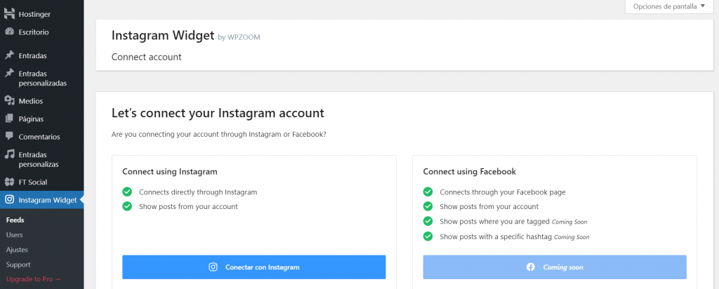 Configurar Instagram Widget en WordPress