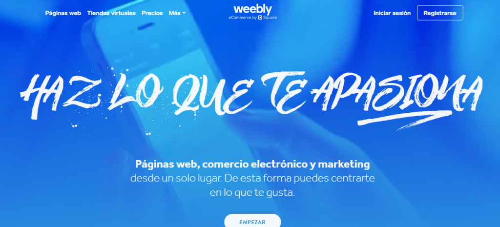 Página de inicio de Weebly