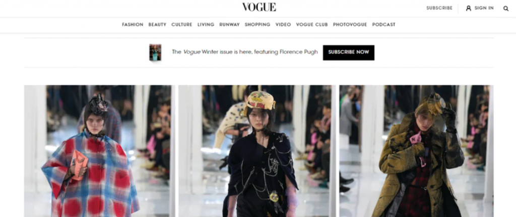 Sitio web de Vogue