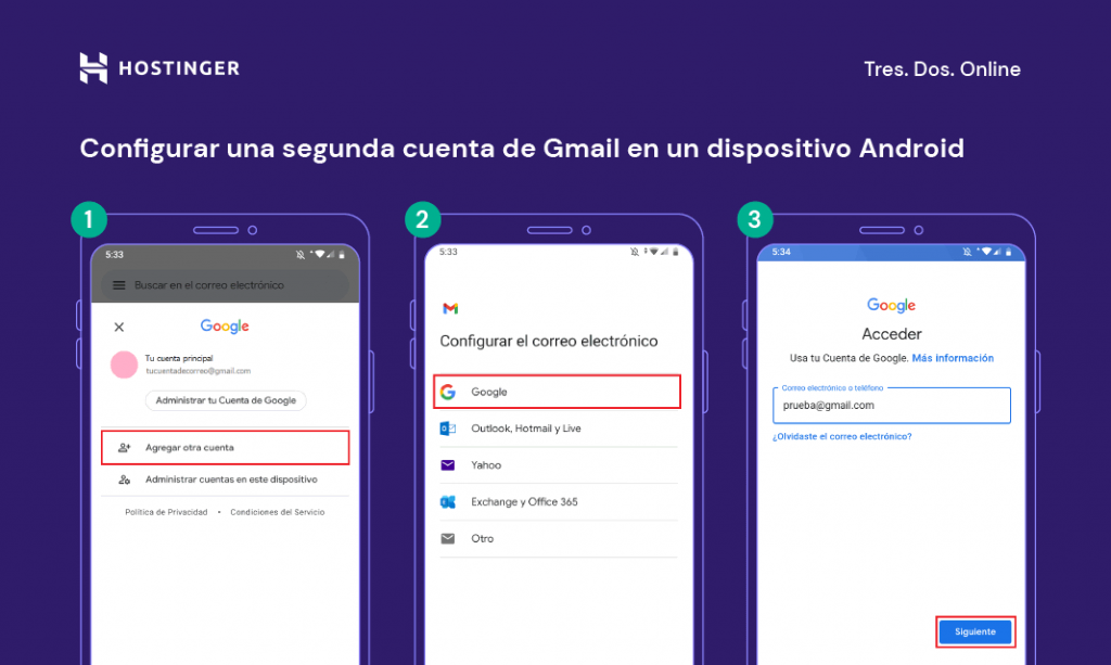 Configuración de una segunda cuenta de Gmail en Android