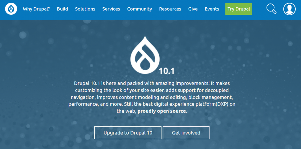 Interfaz de la página de Drupal