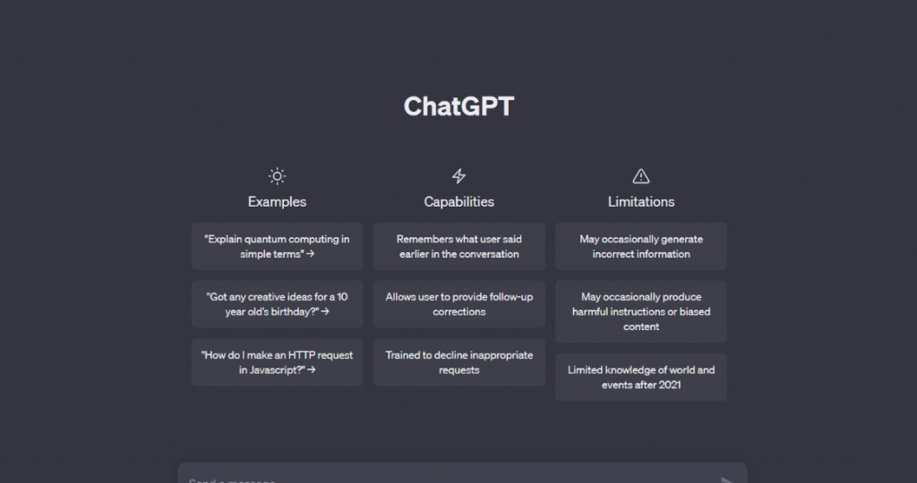 Interfaz de ChatGPT