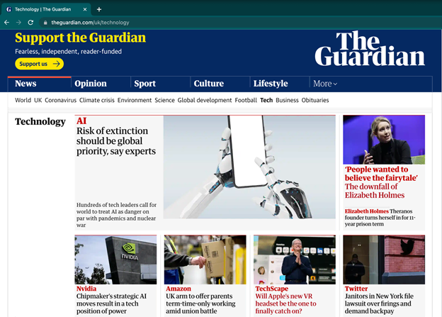 Sitio web de noticias the Guardian