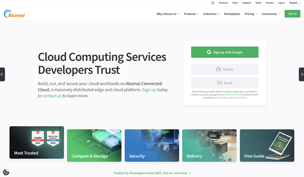 Página web de Linode sobre Cloud hosting