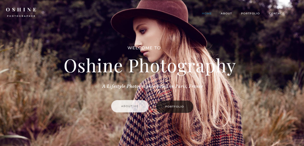 Tema de WordPress para fotografía Oshine
