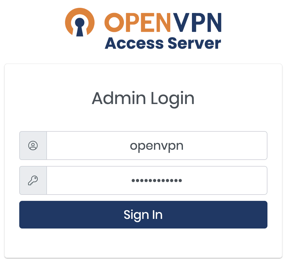 La página principal de acceso a OpenVPN