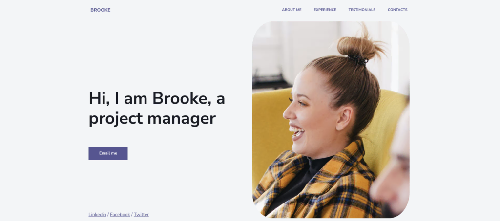 Plantilla Brooke del Creador de sitios web de Hostinger