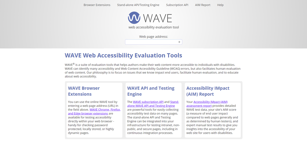 Sitio web WAVE Web Accessibility Evaluation Tool