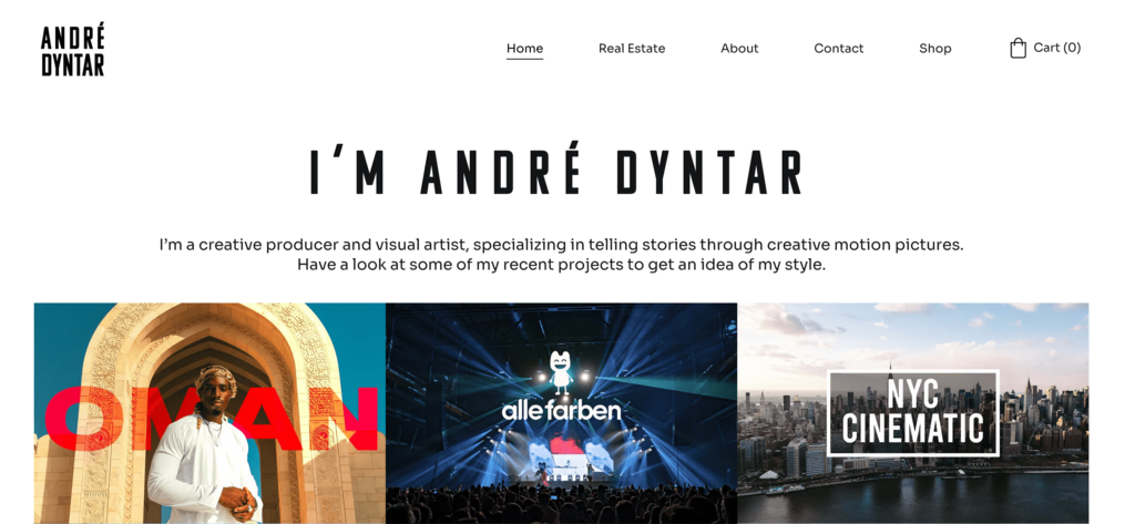 Ejemplo de sitio web profesional André Dyntar