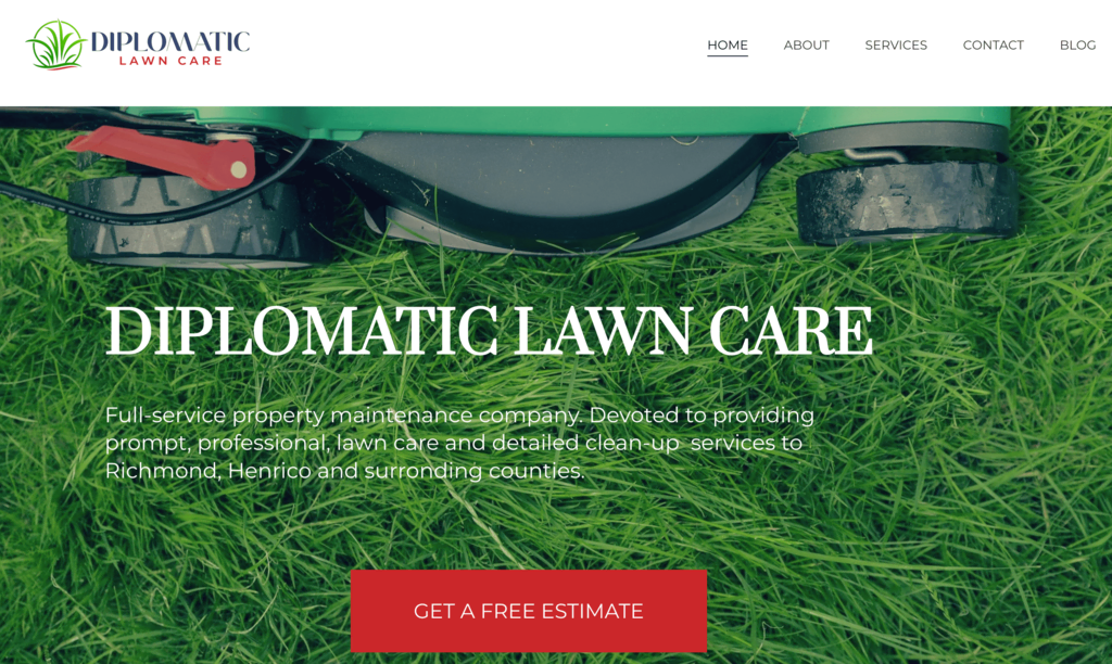 Página web de Diplomatic Lawn Care