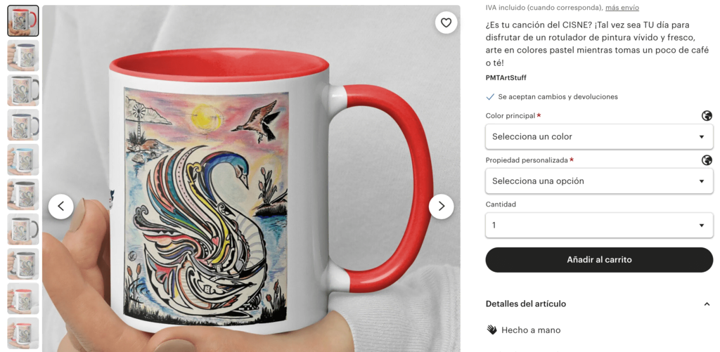 Ejemplo de mugs artísticos para vender en Etsy
