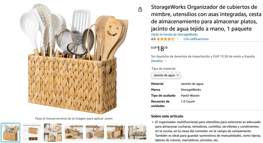 Ejemplo de porta utensilios para hacer y vender de Amazon