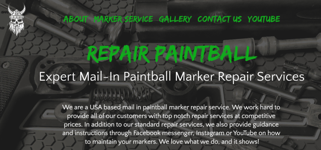 Sitio web de Repair Paintball