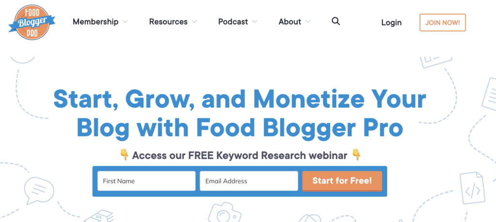 Sitio web de Food Blogger Pro